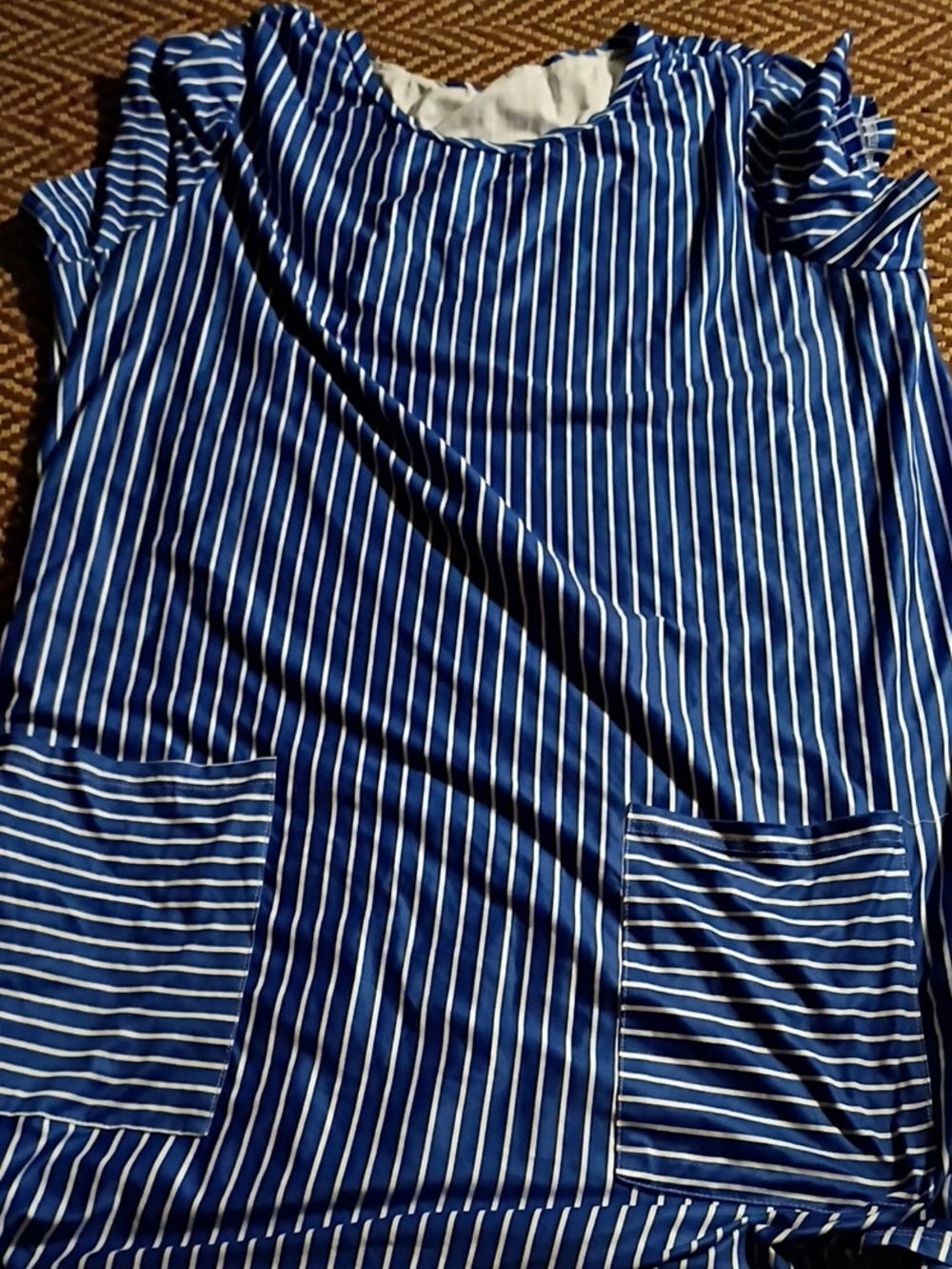 SHEIN Blue & White Striped Pocket Dress